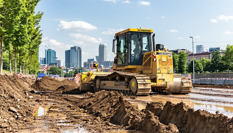 Heavy machinery clearing land for City 1 Construction